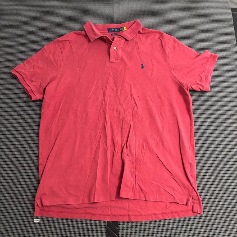Polo Ralph Lauren Mens Classic Fit Salmon Pink Pique Short Sleeve Polo Shirt XL